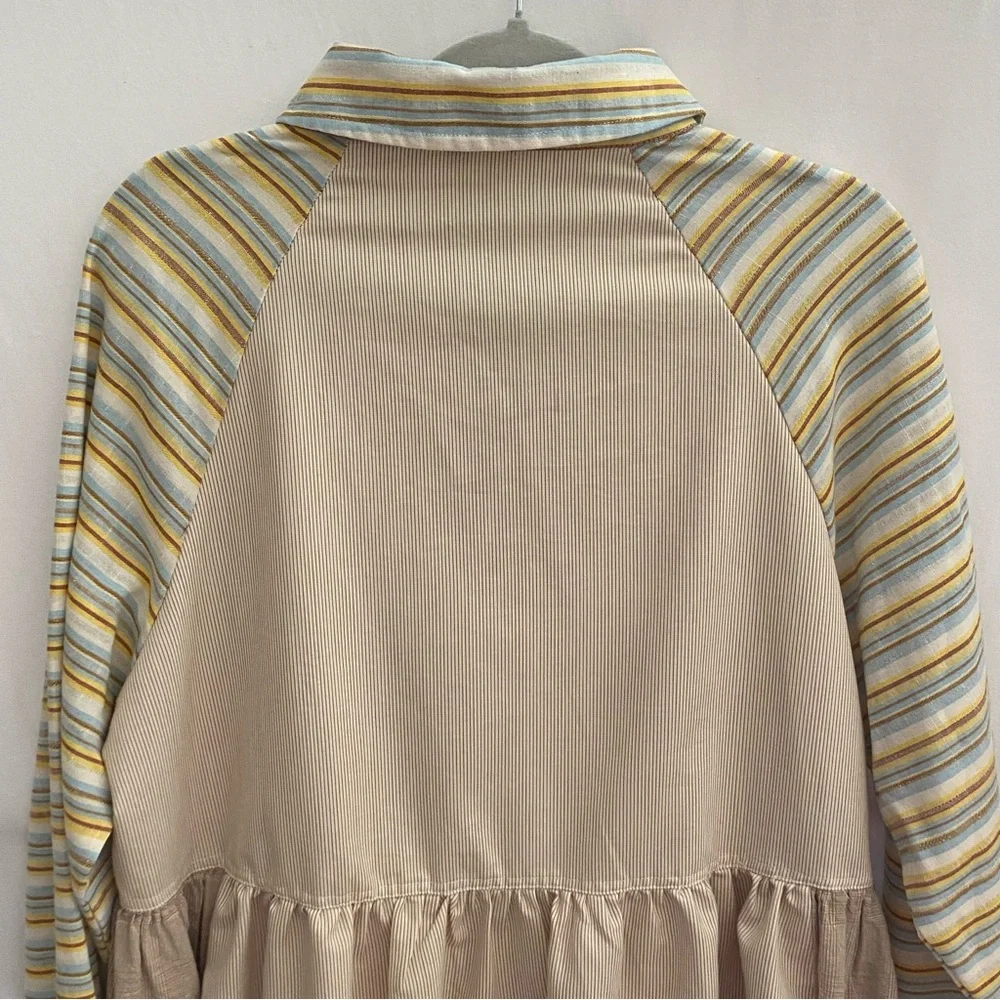 143 Story Long Sleeve Striped Tunic Top Womens Size Medium NWT Linen Cotton Boho - Picture 10 of 16